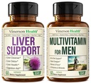 Liver Health + Men's Multivitamin Bundle. Liver Cleanse & Detox - Artichoke, Milk Thistle, Ginger, Celery. Vitamins for Men - Immune Support, Energy & Antioxidant Supplement