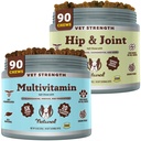 Natural Dog Company Senior Dog Health Bundle – Vet Strength Hip & Joint Chews + Multivitamin Chews for Mobility, Joint, & Immune Support, 90 Ct Each