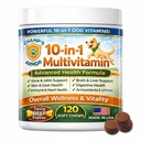 Dog Multivitamin 10-in-1 with Glucosamine - Hip Joint Support, Skin & Coat, Digestive Health, Immune Boost - Salmon Oil, Probiotics, MSM - All Natural Daily Chews for Dogs All Breeds - 120 Count