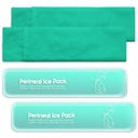 Perineal Cooling Pad, 2 Reusable Gel Ice Packs with 2 Soft Sleeves & Resealable Bag, Cold Therapy for Postpartum Comfort, Hemorrhoid Cooling & Post-Surgery, Hot or Cold Use, Green