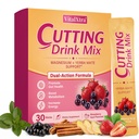 Cutting Drink Mix - Compound Formula with Berberine, Chromium, FOS, Yerba Mate & 5-HTP for Satiety Signaling, Metabolism, Energy & Digestive Health, Non-GMO, Strawberry Açaí - 30 Sticks