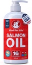 Salmon Oil for Dogs & Cats, Healthy Skin & Coat, Liquid Fish Omega 3, 16 oz | Soft Shiny Glossy Coat, EPA DHA, Immune System & Heart Function Support, Normal Shedding, Supplement for Pets