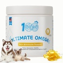 Fish Oil for Dogs and Cats, Omega-3 EPA DHA, 95% rTG, 100 Softgels | Phytosqualene and vitamin E; omega 3 for dogs, cat fish oil, EPA DHA, skin coat, joint and heart support