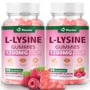 L-Lysine 1200mg Gummies, Chewable Lysine Supplement for Adults, Immune Support, Collagen Formation Support, Lip & Skin Health, Vegan, Raspberry Flavor, 120 Count
