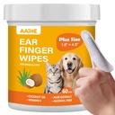Plus Size Dog Ear Wipes for Dogs & Cats, Coconut Scent, 60 Count | Fit All Finger Size, Gently Remove Ear Wax & Dirt, Relieve Ear Itching,Fresher Ears. Alcohol-Free,Safe for Daily Ear Cleaning