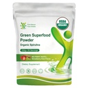 Super Greens Powder with Spirulina, Fiber for Digestive Health GMP | Strawberry Kiwi Flavor, USDA Organic, Vegan, Non-GMO, Gluten-Free, No Additives, Quick Dissolve Daily Nutrition Powder 8.8 oz