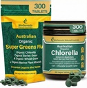 Biogenesis Twin-Action Greens Stack: Organic Chlorella (300 Ct) & SuperGreens Plus (300 Ct) – Australian Grown Green Superfoods – Vegan, Unflavored Tablets for Immunity & Daily Energy