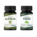 ORGANIC SPREE Alfalfa & Tulsi Supplement – 120 Tablets Each – USDA Organic Medicago Sativa & Holy Basil – Supports Stress Relief, Immune, Energy & Nutritional Health*