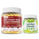 Nextdia 1PACK Red Yeast Rice Gummies 2400MG with CoQ10 + 1PACK Organic Spirulina Chlorella Gummies