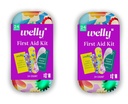 Welly Quick Fix, On The Go First Aid Kit, Assorted Bandages, Ointments, and Hand Sanitizer, Three Color Bandages - 2 Pack