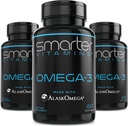 (3 Pack) Smarter Omega 3 Fish Oil, Berry Flavor, Burpless, Άγευστη, 2000mg, DHA EPA τριπλής αντοχής εγκέφαλος, Made with AlaskOmega®