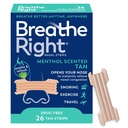 Breathe Right Nasal Strips, Extra Strength, Menthol Scent, Tan, 26ct | Opens nose and increases nasal airflow, helps reduce snoring caused by nasal congestion, for use anytime, anywhere, drug-free