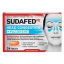 Sudafed PE Head Congestion + Flu Severe Tablets, Phenylephrine HCl, 24 ct