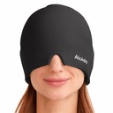 Alcedo Migraine Relief Cap, Hot & Cold Headache Mask, Black | Gel Ice Pack Hat, Face Compress Heating Cooling Head Wrap for Stress, Sinus, Puffy Eyes & Hangover