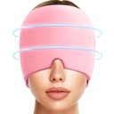 EXQUISLIFE Migraine Ice Head Wrap Cap Headache Relief Hat Hot and Cold Therapy Eyes Mask for Sinus Tension and Stress Relief (Pink)
