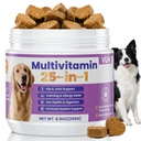 Dog Multivitamin 25 in 1 Dogs Vitamins Supplements Treats Chewable for Pet Omega-3 Glucosamine Vitamin for Puppy Supplies Skin Coat, Heart, Hips & Joints, Digestion & Immune System 100pcs | Omega-3 Glucosamine Vitamin for Puppy Supplies Skin Coat, Heart, Hips & Joints, Digestion & Immune System 100pcs
