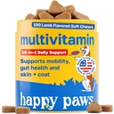 Happy Paws 10-in-1 Dog Multivitamin, Supplements for Dogs, 100 Chews | For Daily Nutritional & Immune Support, Suitable for All Breeds & Ages with Coconut Oil, Vitamin D3 and Biotin, Vegan