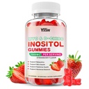 Myo-Inositol & D-Chiro Inositol Gummies, 40:1 Ratio Inositol Supplement with Vitamin D3, Magnesium Glycinate, Folate & Zinc, for Support Hormonal Balance & Wellness, Strawberry Flavor, 60 Count