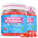 180 Count | Methylated Vitamin B Complex Gummies For Women & Men Sugar Free | Full B Vitamins with Magnesium, L-Theanine, Ashwagandha for Energy, Brain, Nerve, Immunity, M♡♡d & Str♡ss, Strawberry Flavor