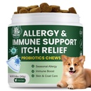Probiotics for Dogs, Improve Itchy Skin Itchy Ears, Yeast Balance, Immune Support, Dog Probiotics (10 Billion CFU) for Dog Skin & Cost Care, Allergy Relief Chews + Vitamins Blend Chicken 0516x