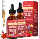 2-Pack Cayenne Pepper Supplement Drops, Hawthorn Beet Root Ceylon Cinnamon | Berberine Extract, Vitamin D3 K2, Turmeric Curcumin & Panax Ginseng, Complex Herbal Supplements Liquid - 4 FL OZ