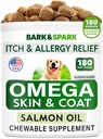 Omega 3 for Dogs - Fish Oil for Skin & Coat Health, Itch & Allergy Support | Vet-Approved - Salmon Oil Treats for Dog Shedding, Hot Spots Treatment - EPA&DHA Fatty Acids Supplement - Made in USA, 180Ct