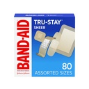 BAND-AID Brand Tru-Stay Sheer Adhesive Bandages, Assorted Sizes, 80 Count | Dependable Lightweight Protection, Sterile Wound Care for Minor Cuts & Scrapes, First Aid Kit Essential, Flexible Comfort