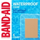 BAND-AID Brand Clear Waterproof Adhesive Bandages, Jumbo Covers, 6 Count | 100% Waterproof Protection, Sterile Wound Care for Minor Cuts, Scrapes & Burns, First Aid Kit Essential, Clear Wound Covers