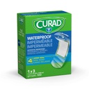 CURAD Plastic Waterproof Adhesive Bandage for First Aid, Stays on in the Pool, Holds for 12 Hours, Bandages for Fingers & Elbows, Sterile,1 x 3 Inches, 100 Count