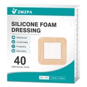 40Pcs Silicone Foam Dressing 4x4 Gentle Border, Waterproof Silicone Bandages for Wounds Care, Bed Sore Patches, Super Absorbent Wound Dressing, Self Adhesive Pressure Sore Pads