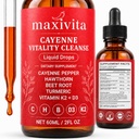 Cayenne Pepper Drops with Hawthorn, Beet Root, Turmeric, Vitamin D3 & K2, Panax Ginseng, Berberine & Ceylon Cinnamon, Liquid Dietary Supplement, 2 Fl Oz, 30 Servings