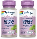 SOLARAY Ginkgo Biloba Extract with Gotu Kola - Ginko Biloba Capsules for Brain Health Support - Vegan, Lab Verified, 60-Day Guarantee - 60 Servings, 60 VegCaps (30 VegCaps) (Pack of 2)