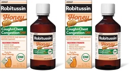 Robitussin Honey DM Max Cough Plus Chest Congestion,Adult Formula - 8 Fl Oz.,(Pack of 2)