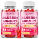 2 Pack Cranberry Gummies 1500mg with D Mannose, 120 Ct | Supports Urinary Tract Health for Women & Men, Sugar-free, Non-GMO & Gluten Free, Strawberry Flavor,