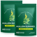 2 Bag Mullein Gummies for Lungs Cleanse, 2000mg Mullein Leaf Extract for Respiratory & Digestive & Immune Support, Natural Mullein Herbal Supplement, 120 Gummies
