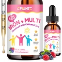 Liquid Iron Supplement for Kids, Women & Men - with Calcium, Zinc, Kids Multivitamin with Iron Drops - Blood Builder & Energy Support for Iron Deficiency, Anemia, Mixed Berry Flavor 2 Fl Oz