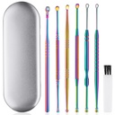 Ear Wax Removal Kit Stainless Steel Ear Wax Cleaner Ear Wax Remover | 6 Pcs Ear Cleaner ear wax removal tool Ear Cleaning Kit Ear Pick & Ear Curette for Adults Reuse Daily Home & Travel Use