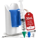 Ear Irrigation Syringe with Flushing Basin: Spring-Powered Self-Refilling 30mL Water Ears Cleaner Syringe with 3 Silicone Tips for 360° Cleaning, Ears Irrigation Kit, Ear Wax Removal Kit for Adults