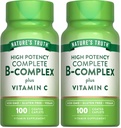 Nature's Truth Vitamin B Complex Plus Vitamin C | 100 Caplets | Vegan, Non-GMO & Gluten Free Supplement (Pack of 2)