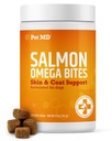 Pet MD Salmon Oil Chews for Dogs - Dog Skin and Coat Supplement - 120ct | Omega 3 & 6 for Pets with DHA & EPA - Promotes Allergy & Dry Skin Relief