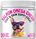 Omega 3 Alaskan Salmon Oil Treats for Dogs 30 Fish Oil Chew Supplement Skin and Coat Allergy and Itch Relief Hip & Joint Health Brain Shedding Hot Spots Treatment Omega 3 6 9 EPA & DHA Fatty Acids