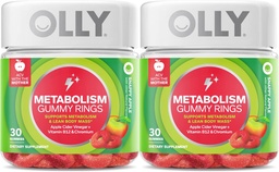 OLLY Μεταβολισμός Gummy Δαχτυλίδια, μηλίτη ξύσμα, βιταμίνη Β12, Χρώμιο, Ενέργεια και Digestive Υγεία, Chewable συμπλήρωμα, Apple Γεύση, Twin Pack - 60 Count