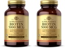 Solgar Biotin 5000 mcg,100 Veg Caps-Promote Healthy Skin,Nails&Hair-Supports Energy Production,Protein,Carbohydrate&Fat Metabolism-Vitamin B-Non GMO,Vegan,Gluten Free-100 Servings,(Pack of 2)