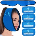 Face Ice Pack Wrap for TMJ Relief, Wisdom Teeth, Jaw, Head and Chin, 4 Reusable Hot and Cold Gel Packs, Pain Relief for Mouth, Oral and Facial Surgery | 4 Reusable Gel Packs, Jaw Ice Pack for Oral Surgery, Adjustable Strap with Built-In Pockets