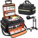 Rolling Medical Bag with Detachable Trolley, Nurse Medical Bag on Wheels with Dividers & Laptop Sleeve, Medical Supply Bag for Home Health Nurse, Doctor, Black