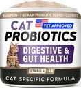 STRELLALAB Cat Probiotics Powder, 108 Scoops – Daily Probiotic for Cats | Immunity, Digestive & Gut Health Support, Diarrhea Relief – Feline Supplement with 3 Billion CFU, Prebiotics Fiber, Pumpkin