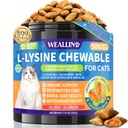 Lysine For Cats, L-Lysine For Cats Chews & Treats, Immune Support, 500 Ct | L-Lysine Supplement With Colostrum, Quercetin & Omega-3 For Sneezing, Runny Nose, Eye & Respiratory Support, Chicken Flavor