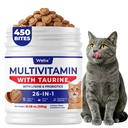 Wellix 26 in 1 Taurine for Cats Multivitamin Supplement 450 Bites | Cat Vitamins with L-Lysine, Omega 3 & Taurine, Supports Immune, Joint, Skin & Heart Health for all Cats