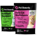 Hairball Support + Cat Multivitamin Daily Essentials Bundle - Crunchy & Creamy Chews for Hairball Remedy, Immune Health, Joint Support, and Skin & Coat