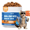 300 Bites Skin and Coat Healthy Cat Vitamins for Indoor Cats Omega 3 for Cats Salmon Oil Supplements- Cat Itchy Skin Relief | salmon oil Omega-3, itchy dry skin relief, shiny soft coat,feline shedding control,vitamins for indoor cats
